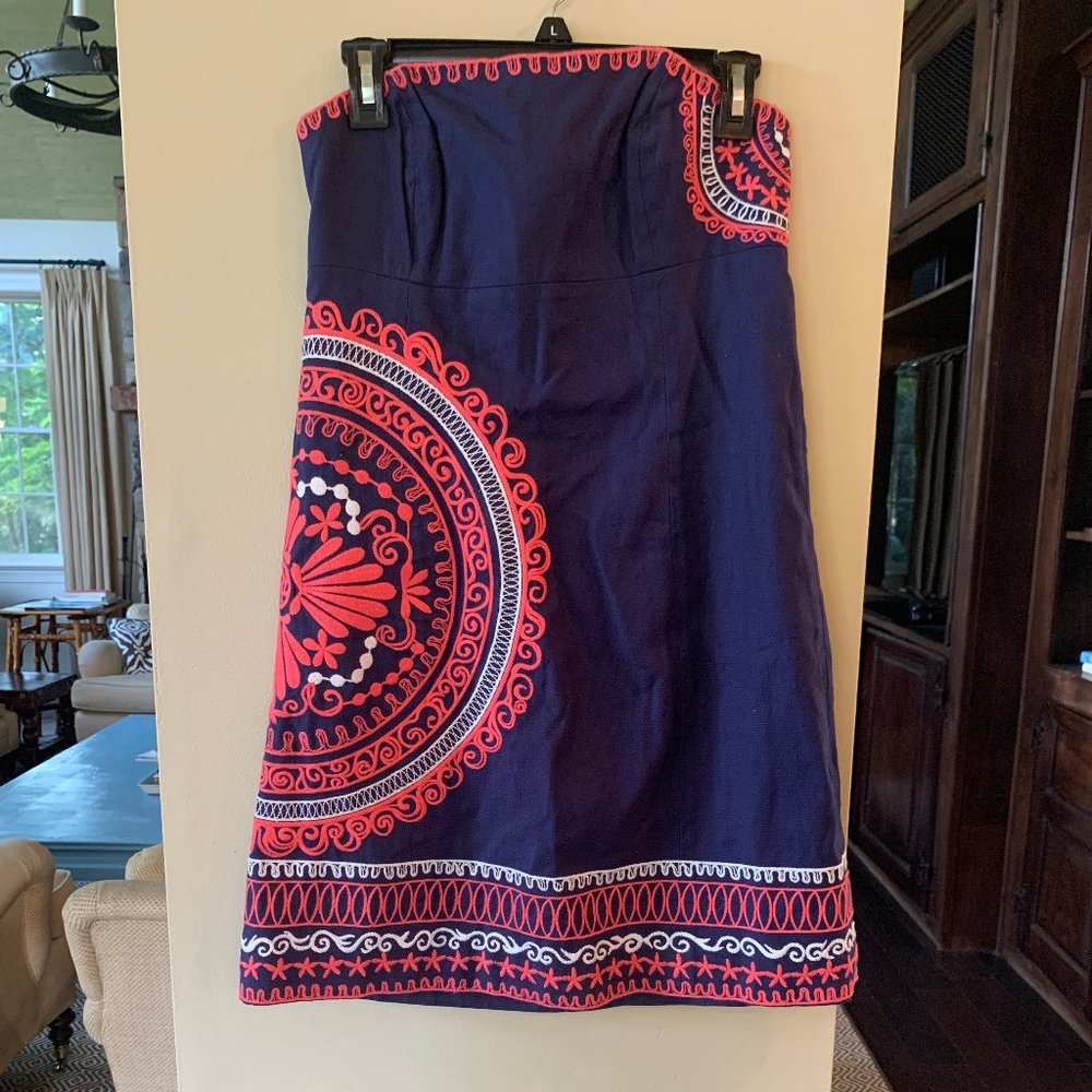 Navy and Coral Lilly Pulitzer Strapless Dress